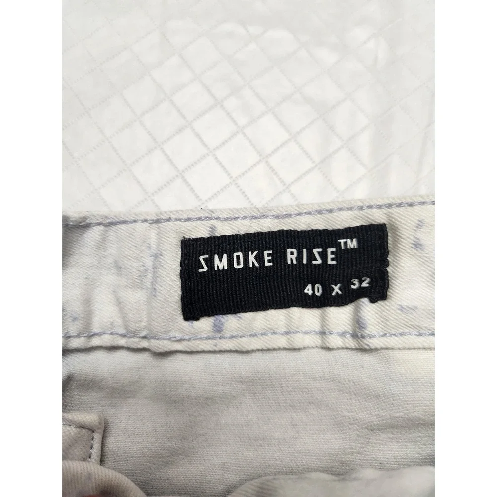Smoke Rise Jeans Mens 40x32 Blue Light Wash Distressed Skinny Moto Biker Denim